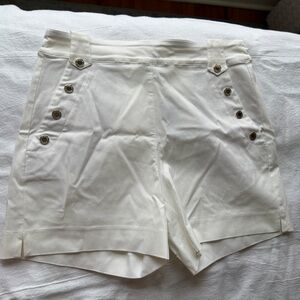 White House Black Market NWT Size 8 White, Button Sailor Shorts Pull-On